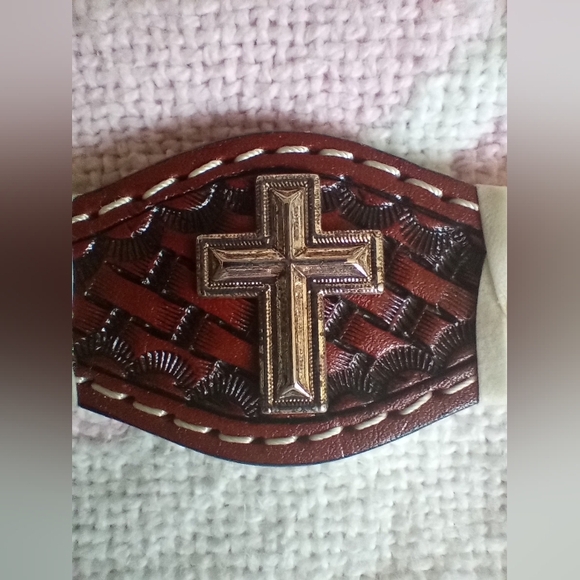 3D DDD Genuine Leather Belt w/ Crosses size:40 - Picture 8 of 9